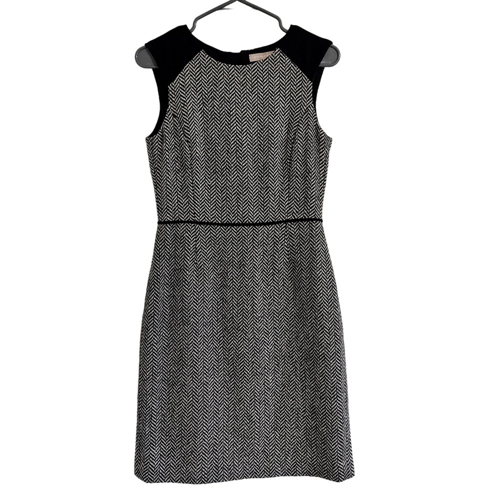 Banana Republic Tweed Herringbone Wool Pencil Sheath Midi Dress Women's Size 2